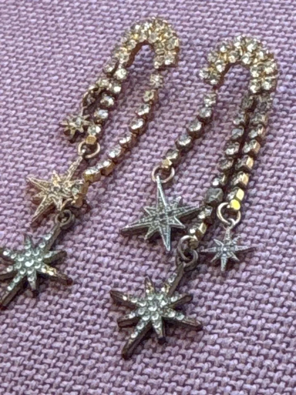 Elizabeth Cole Starlyn Earrings in Gold Womens Drop Dangle Rhinestones Crystals